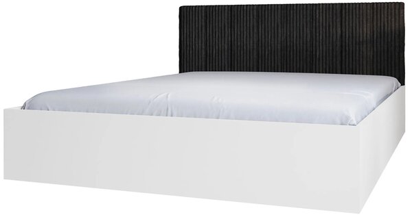 Białe łóżko jednoosobowe z czarnym zagłówkiem 90x200 G7-P62