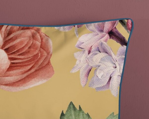 Pościel dwuosobowa z satyny bawełnianej w kolorze ochry 240x220 cm Fiori – Descanso