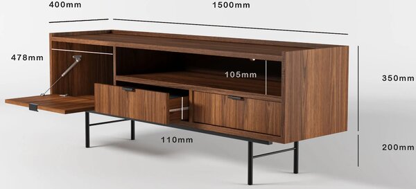 Szafka RTV na nóżkach 150 cm orzech warmia H3-P37