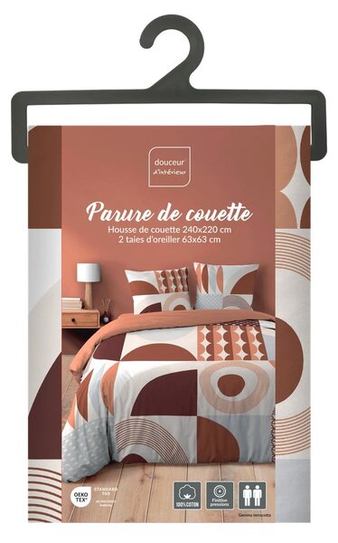 Bawełniana pościel dwuosobowa w kolorze terakoty 240x220 cm Gemma – douceur d'intérieur