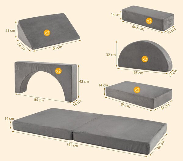 12-częściowa modułowa piankowa sofa dla dzieci