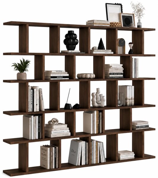 Orzechowa ażurowa biblioteczka w stylu nowoczesnym G3-B40