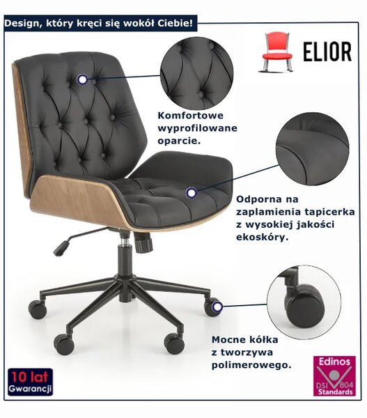 Nowoczesny czawrny gabinetowy fotel obrotowy F3-E81