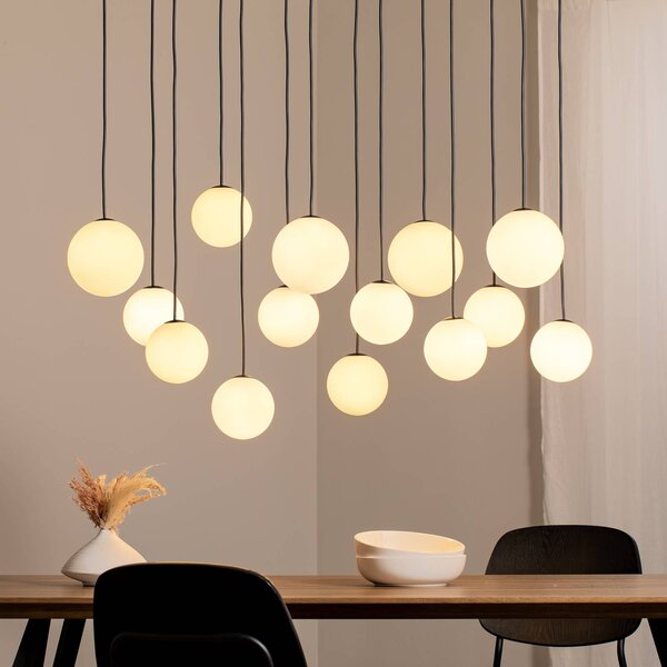 Lampa wisząca szklana Hängelampe SNOWBALL Nowodvorski Lighting, możliwość ściemniania, biały / opal, salon / jadalnia, szkło
