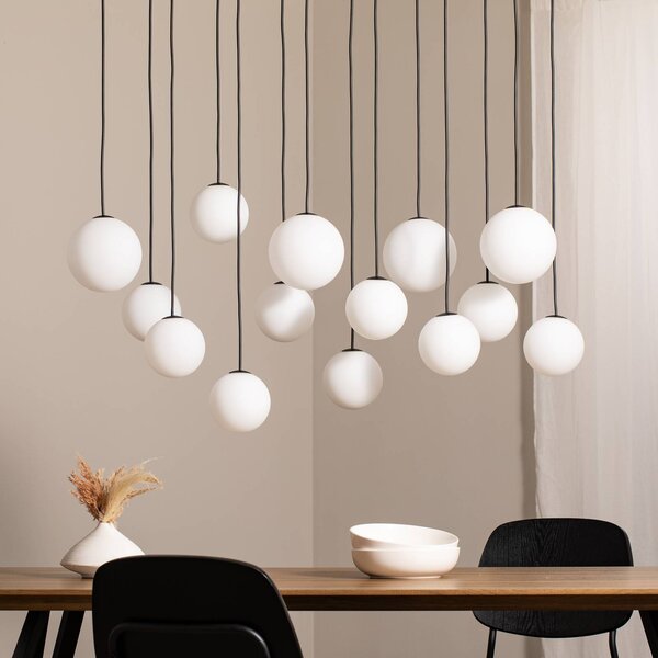 Lampa wisząca szklana Hängelampe SNOWBALL Nowodvorski Lighting, możliwość ściemniania, biały / opal, salon / jadalnia, szkło