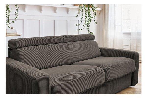 Szarobrązowa sztruksowa rozkładana sofa 195 cm Monaco – Bobochic Paris