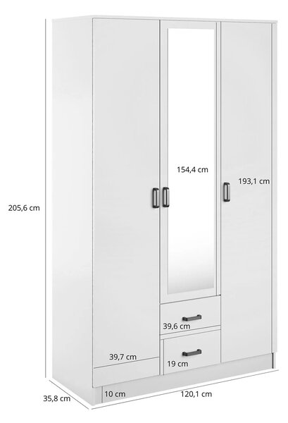 Trzydrzwiowa szafa z lustrem kaszmir + dąb artisan N4-F39