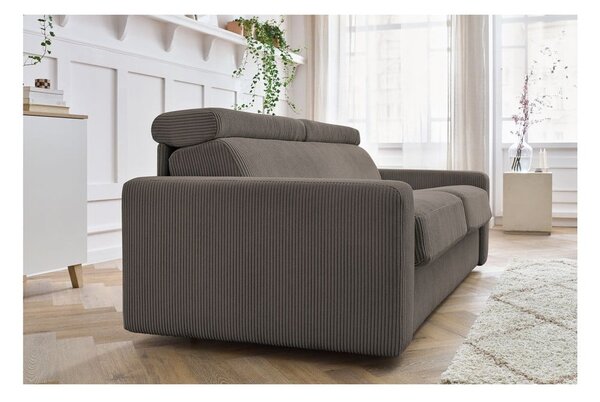 Szarobrązowa sztruksowa rozkładana sofa 195 cm Monaco – Bobochic Paris