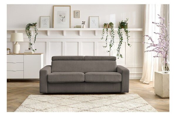 Szarobrązowa sztruksowa rozkładana sofa 195 cm Monaco – Bobochic Paris