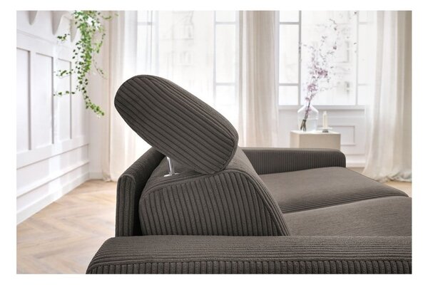 Szarobrązowa sztruksowa rozkładana sofa 195 cm Monaco – Bobochic Paris