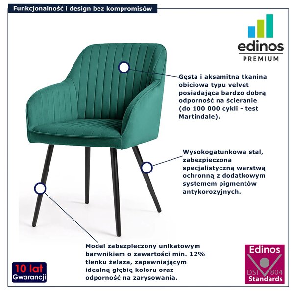 Zestaw 6 zielonych krzeseł pikowanych D4-Z03