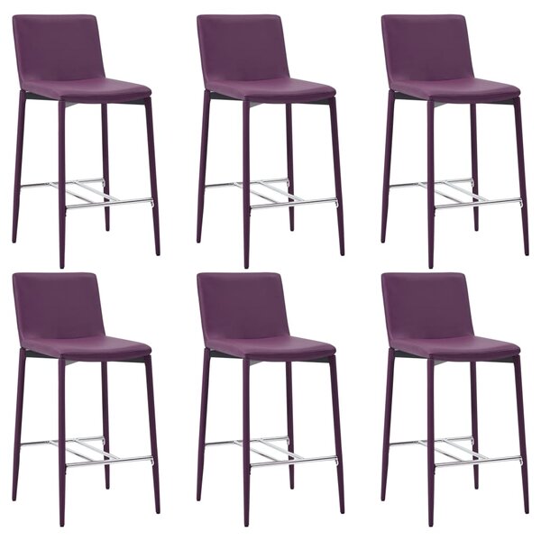 Krzesła barowe, 6 szt., fioletowe, sztuczna skóra