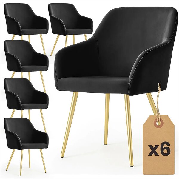 Zestaw 6 czarnych krzeseł w stylu glamour S0-B87