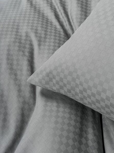 Szara pościel jednoosobowa z bawełny renforcé 140x200 cm Checkered – Mila Home Luxury