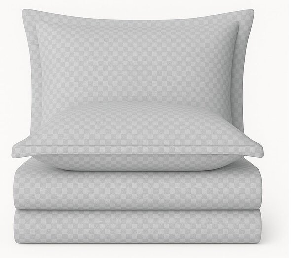 Szara pościel jednoosobowa z bawełny renforcé 140x200 cm Checkered – Mila Home Luxury