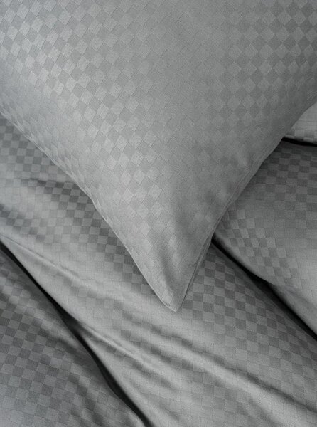 Szara pościel jednoosobowa z bawełny renforcé 140x200 cm Checkered – Mila Home Luxury