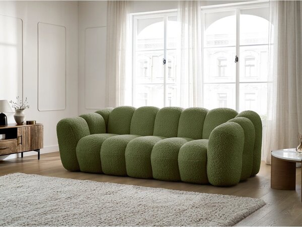 Zielona sofa z materiału bouclé 232 cm Hippolyte – Bobochic Paris