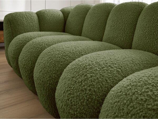 Zielona sofa z materiału bouclé 232 cm Hippolyte – Bobochic Paris