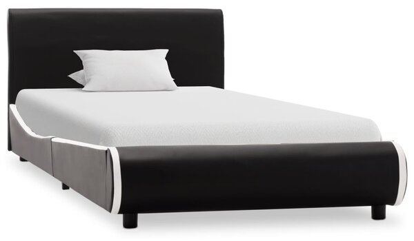 Rama łóżka, czarna, sztuczna skóra, 100 x 200 cm