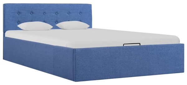 Rama łóżka z podnośnikiem, niebieska, tkanina, 120 x 200 cm