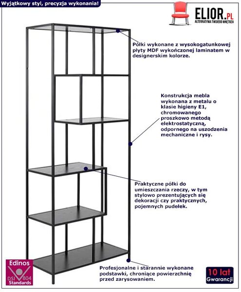 Regał do salonu w stylu loft jesion - Medox 3X