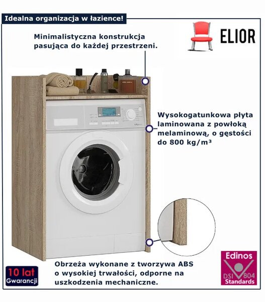 Minimalistyczna szafka nad pralkę dąb sonoma H2-R09