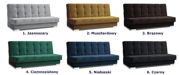 Musztardowa tapicerowana welurem wersalka B7-B56