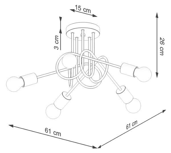 Pięcioramienna biała lampa sufitowa - T1-D30