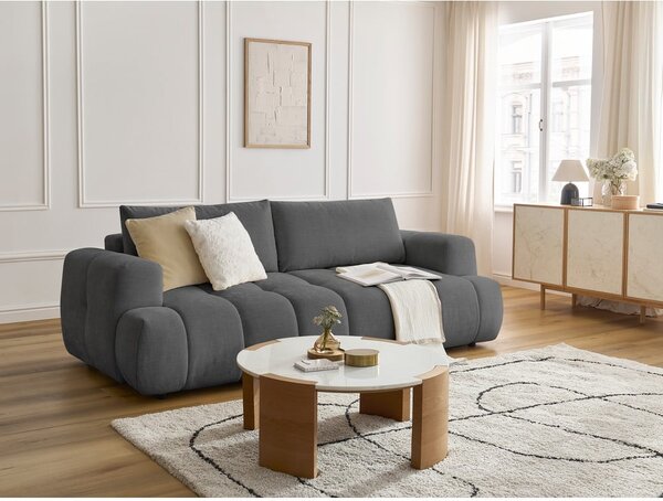 Ciemnoszara rozkładana/ze schowkiem sofa 251 cm Fuji – Bobochic Paris