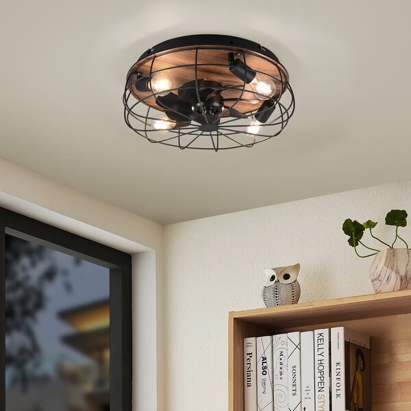 Lampa sufitowa ze zdalnym sterowaniem/z wentylatorem w kolorze matowej czerni/brązowa Trondheim – Reality