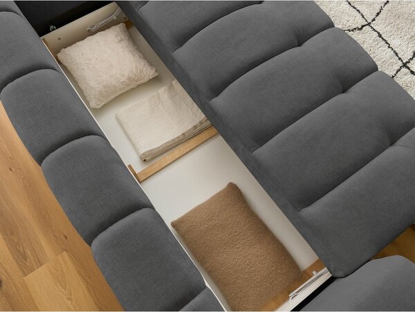 Ciemnoszara rozkładana/ze schowkiem sofa 251 cm Fuji – Bobochic Paris