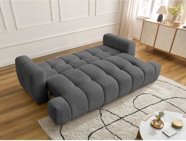 Ciemnoszara rozkładana/ze schowkiem sofa 251 cm Fuji – Bobochic Paris
