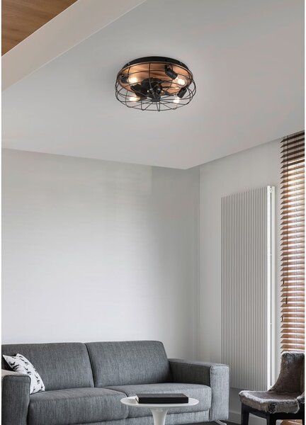 Lampa sufitowa ze zdalnym sterowaniem/z wentylatorem w kolorze matowej czerni/brązowa Trondheim – Reality