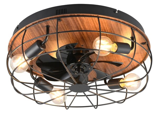 Lampa sufitowa ze zdalnym sterowaniem/z wentylatorem w kolorze matowej czerni/brązowa Trondheim – Reality