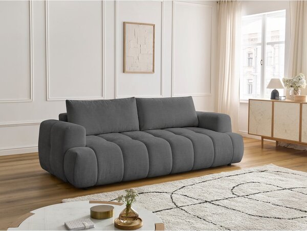 Ciemnoszara rozkładana/ze schowkiem sofa 251 cm Fuji – Bobochic Paris