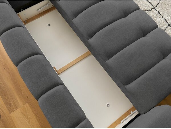Ciemnoszara rozkładana/ze schowkiem sofa 251 cm Fuji – Bobochic Paris