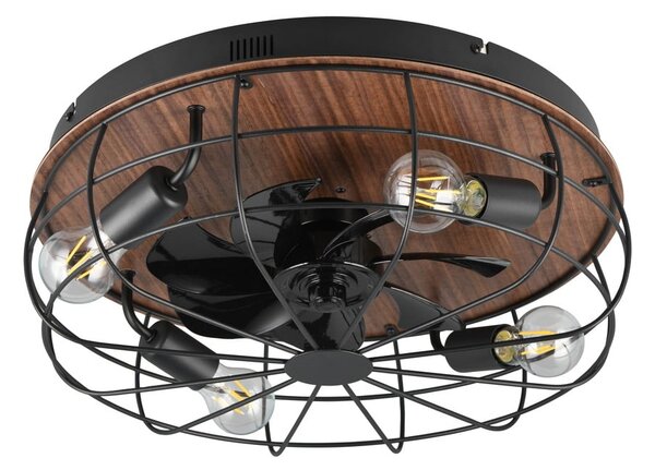 Lampa sufitowa ze zdalnym sterowaniem/z wentylatorem w kolorze matowej czerni/brązowa Trondheim – Reality