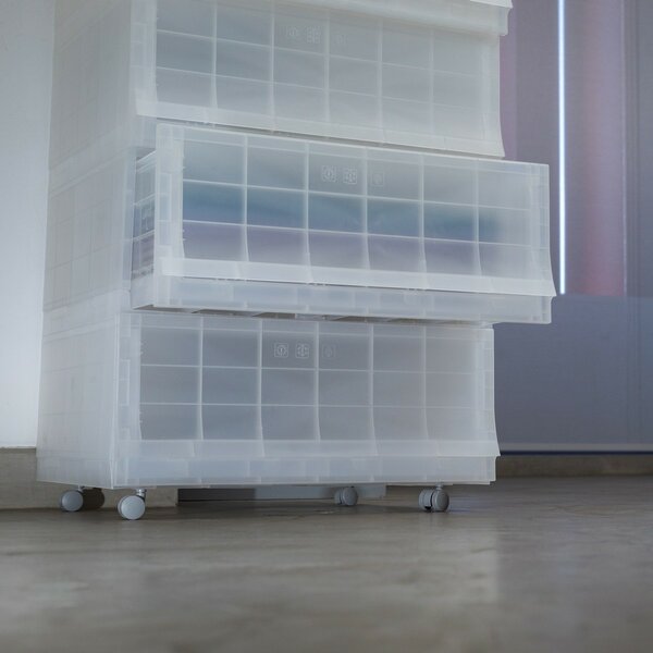 Modułowy pojemnik Wave Mist z kółkami 54,6 x 43,4 x 22 cm, szeroki - 1 szuflada - kółka