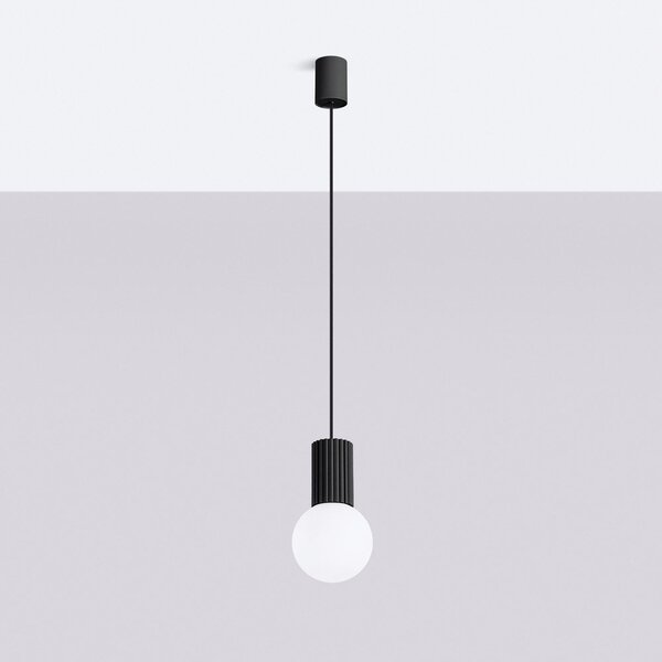 Czarna lampa wisząca ze szklanym kloszem ø 12 cm Orbital – Sollux