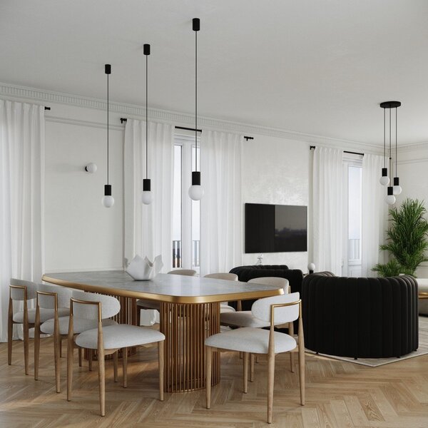 Czarna lampa wisząca ze szklanym kloszem ø 12 cm Orbital – Sollux