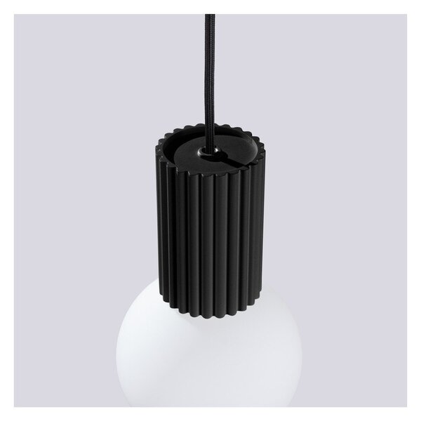 Czarna lampa wisząca ze szklanym kloszem ø 12 cm Orbital – Sollux