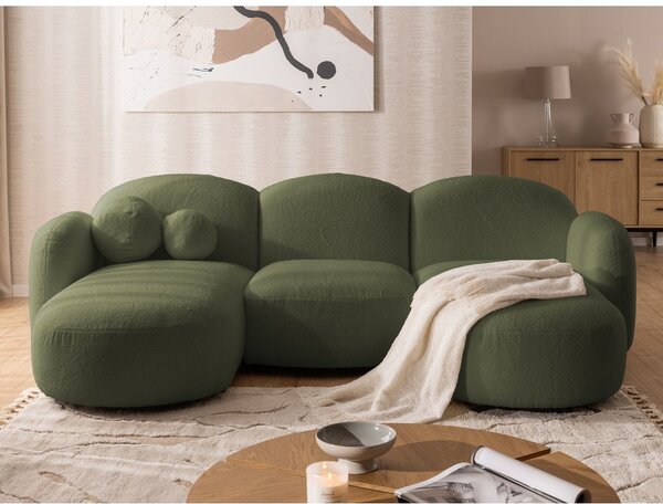 Zielony narożnik z materiału bouclé (w kształcie litery U) Orbit – Ropez