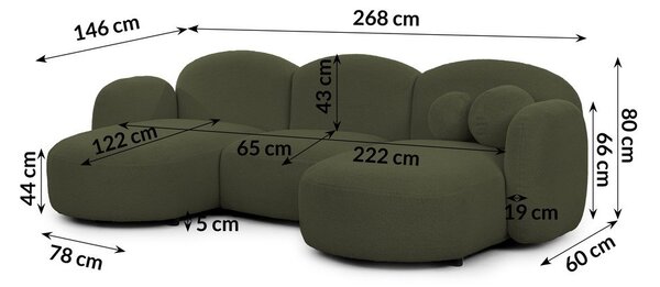 Zielony narożnik z materiału bouclé (w kształcie litery U) Orbit – Ropez