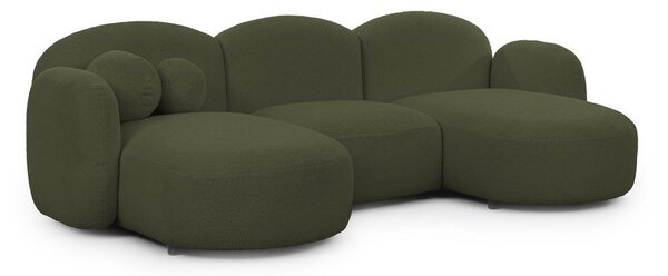 Zielony narożnik z materiału bouclé (w kształcie litery U) Orbit – Ropez