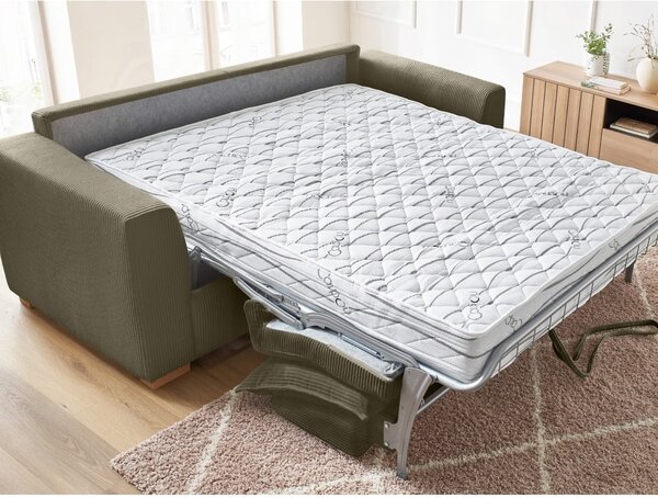 Zielonobrązowa sztruksowa rozkładana sofa 225 cm Augustin – Bobochic Paris