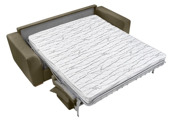 Zielonobrązowa sztruksowa rozkładana sofa 225 cm Augustin – Bobochic Paris