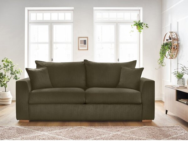 Zielonobrązowa sztruksowa rozkładana sofa 225 cm Augustin – Bobochic Paris