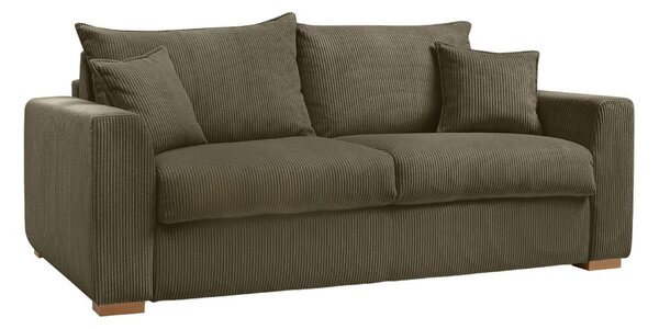 Zielonobrązowa sztruksowa rozkładana sofa 225 cm Augustin – Bobochic Paris