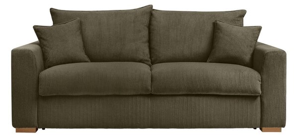 Zielonobrązowa sztruksowa rozkładana sofa 225 cm Augustin – Bobochic Paris