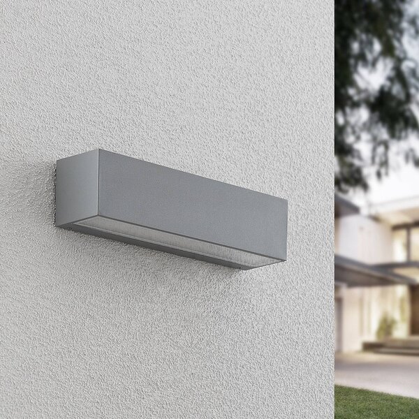 Kinkiet zewnętrzny LED Lengo Lucande, aluminiowy / szary / cynkowy, aluminium, nowoczesny